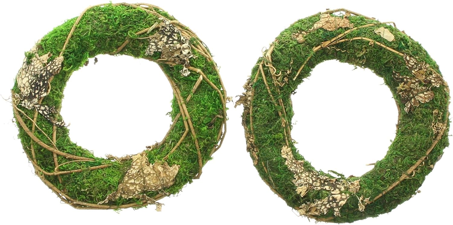 2x Mooskranz "Petit" aus Naturmoss mit Zweigen & Rinde, Kranz  20 cm,  Tischkranz, Naturkranz, Dekokranz