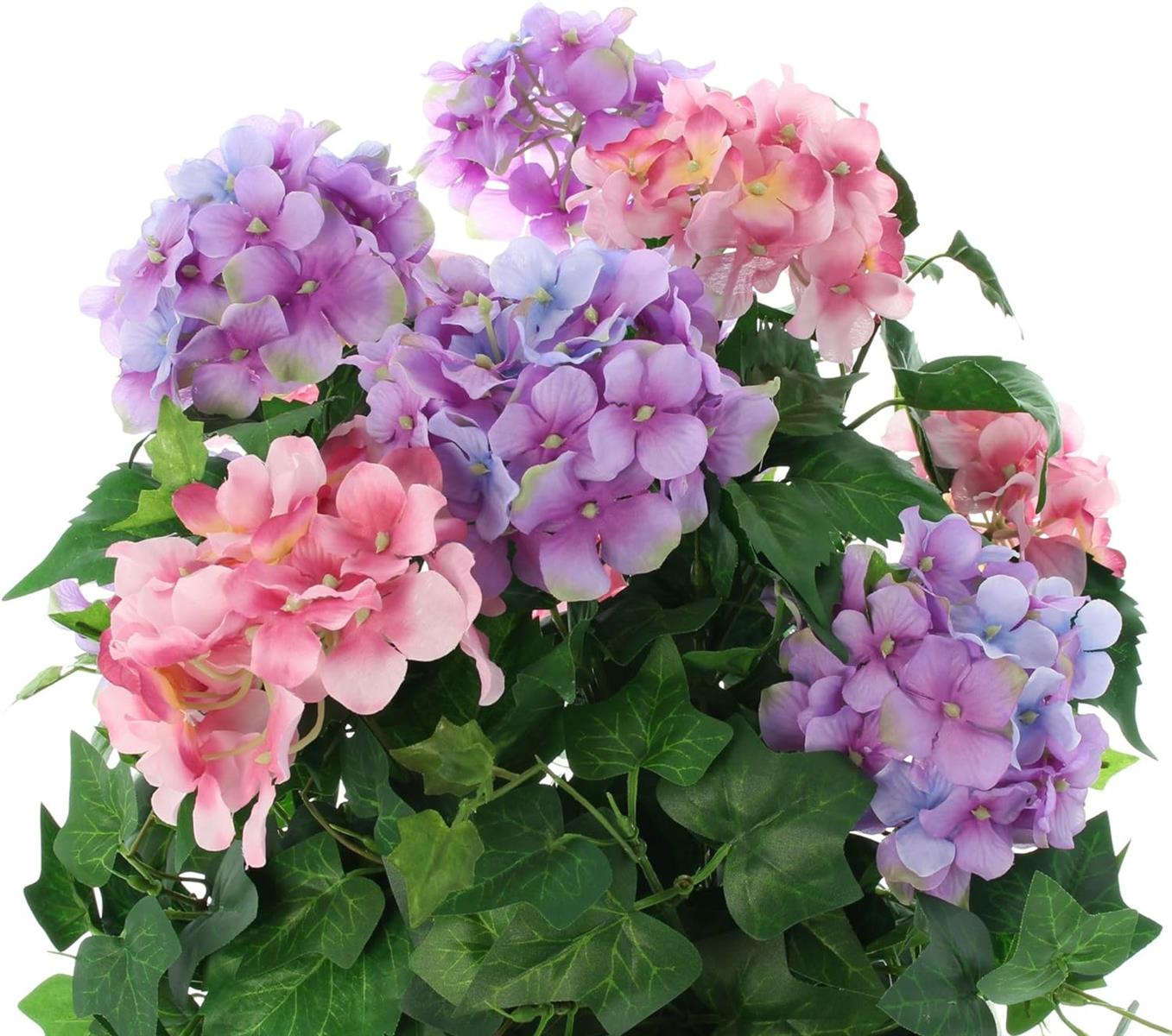 Kunstpflanze "Hortensie" im goldenen Topf, 55 cm hoch, knstliche Hortensien,  Dekopflanze, Topfpflanze