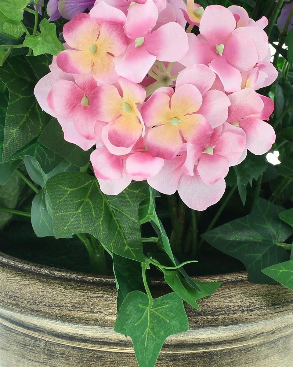 Kunstpflanze "Hortensie" im goldenen Topf, 55 cm hoch, knstliche Hortensien,  Dekopflanze, Topfpflanze