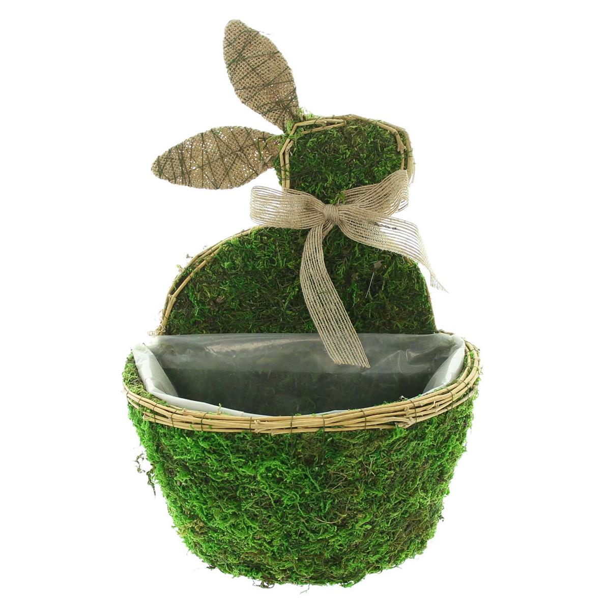 Pflanztopf "Moos" Osterdeko, Blumentopf mit Hase, Naturmoos & Jute,  Pflanzgef