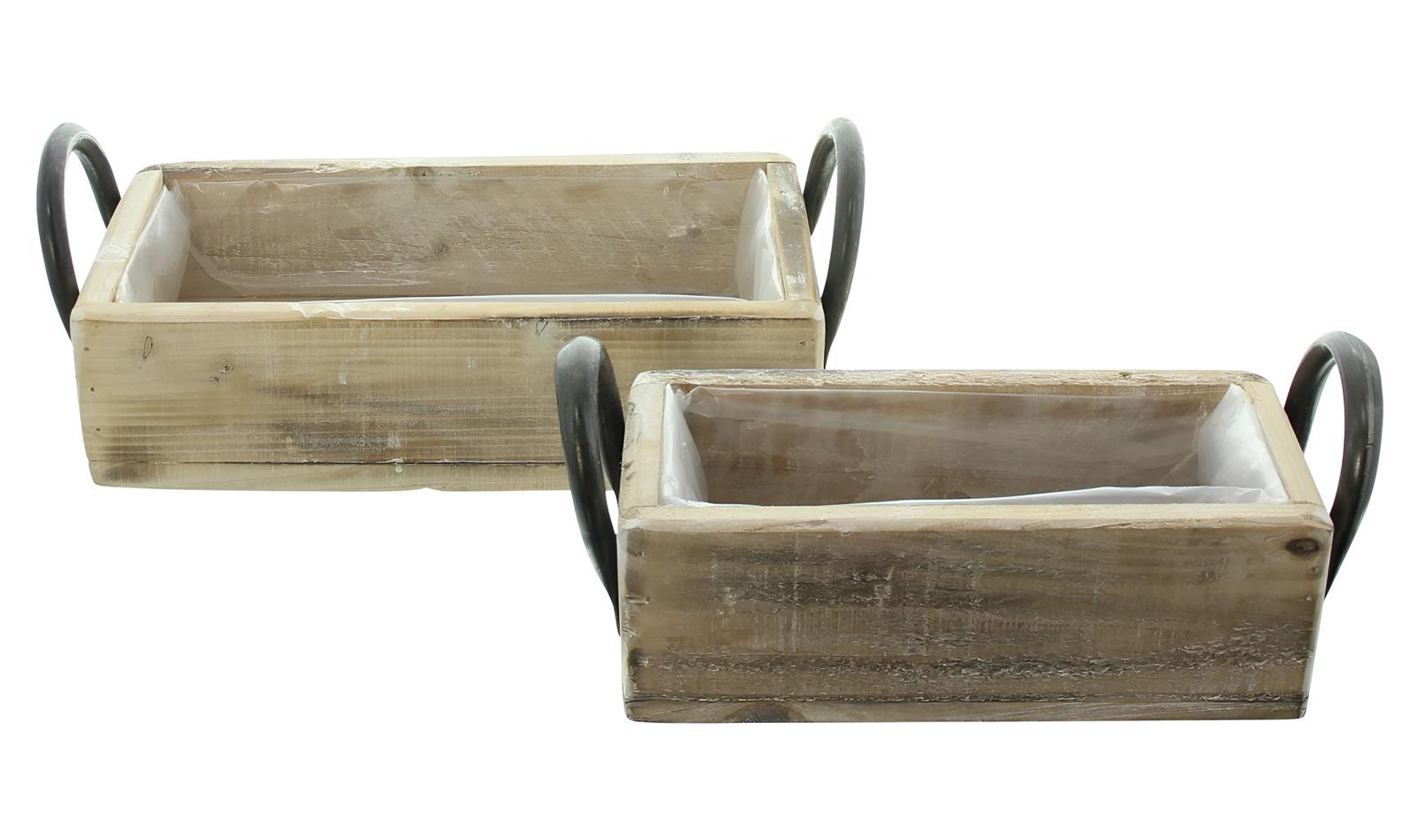 2x Holzkiste "Rustikal" geflammt & wei gekalkt, Blumenkasten,  Aufbewahrungsbox, Pflanzkasten