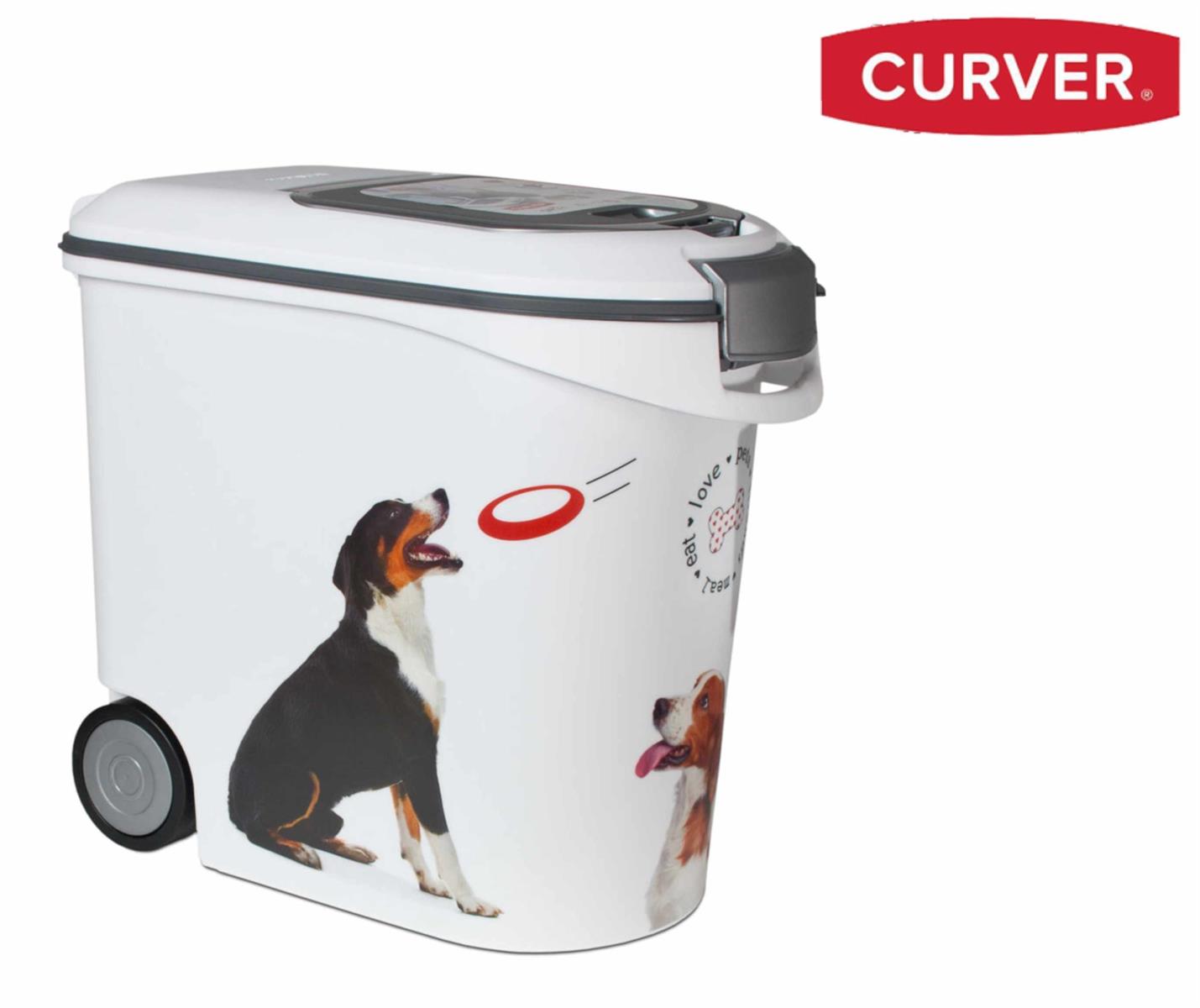 Curver Futtercontainer Hund 35 L / 12 kg Trockenfutter Behlter mit Rollen,  Hundefutter Vorratsbehlter, Tierfutter Aufbewahrung