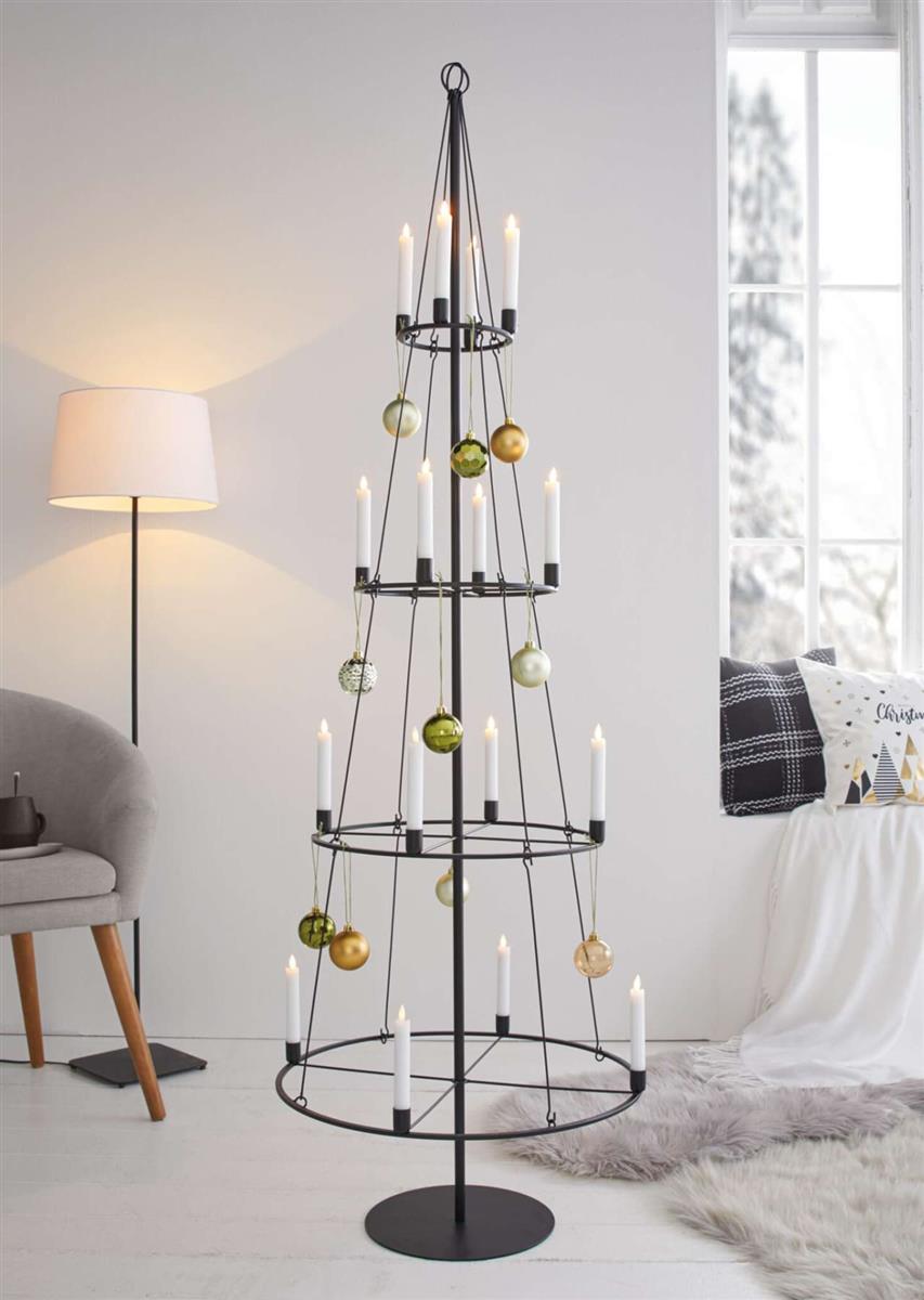 Metallbaum "Pyramide" 180 cm hoch, knstlicher Weihnachtsbaum aus Metall in  schwarz, Kerzenstnder fr 16 Kerzen, Tannenbaum Alternative, Kunstbaum  Weihnachten