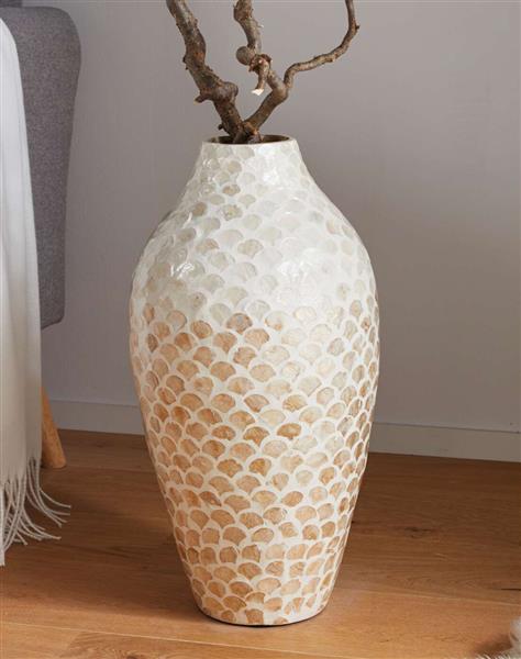 Bambus Deko Vase Bodenvase 50 cm Blumenvase mit Muscheln Trockenblumen Gras  ste | eBay.de