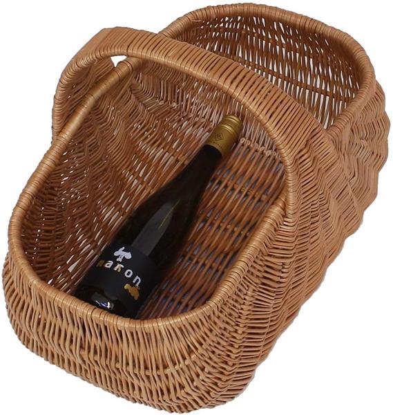 großer Einkaufskorb aus Weide, braun, Bügel Trage Picknick Obst Ernte