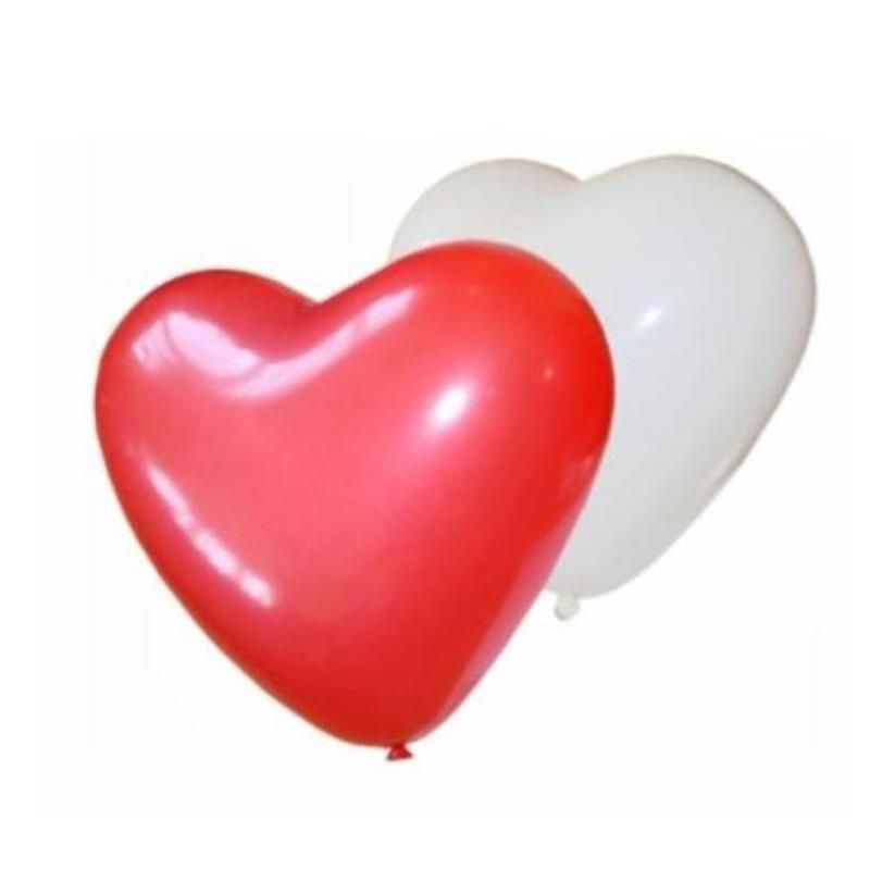 50 Herzluftballons Rot Weiß