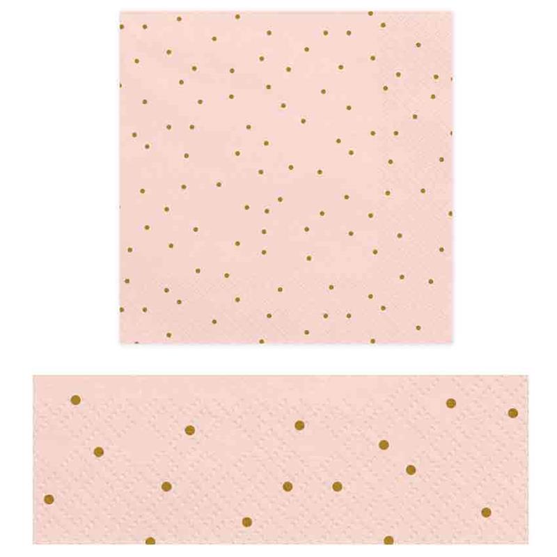 Servietten rosa mit goldenen Punkten