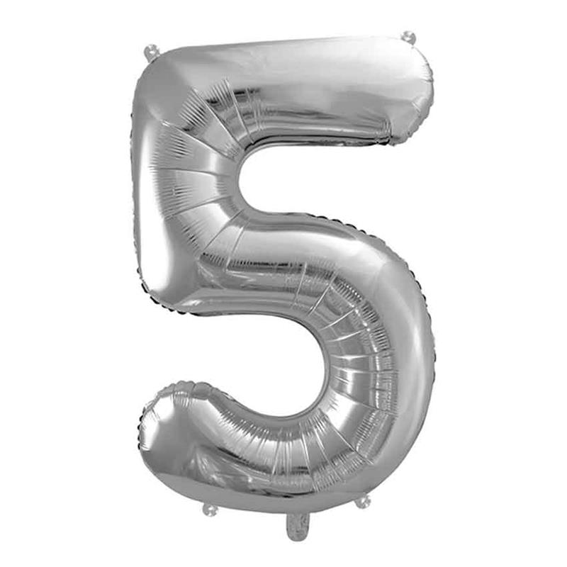  XXL Folienballon Silber 86cm FB1M-5-018 Zahl 5