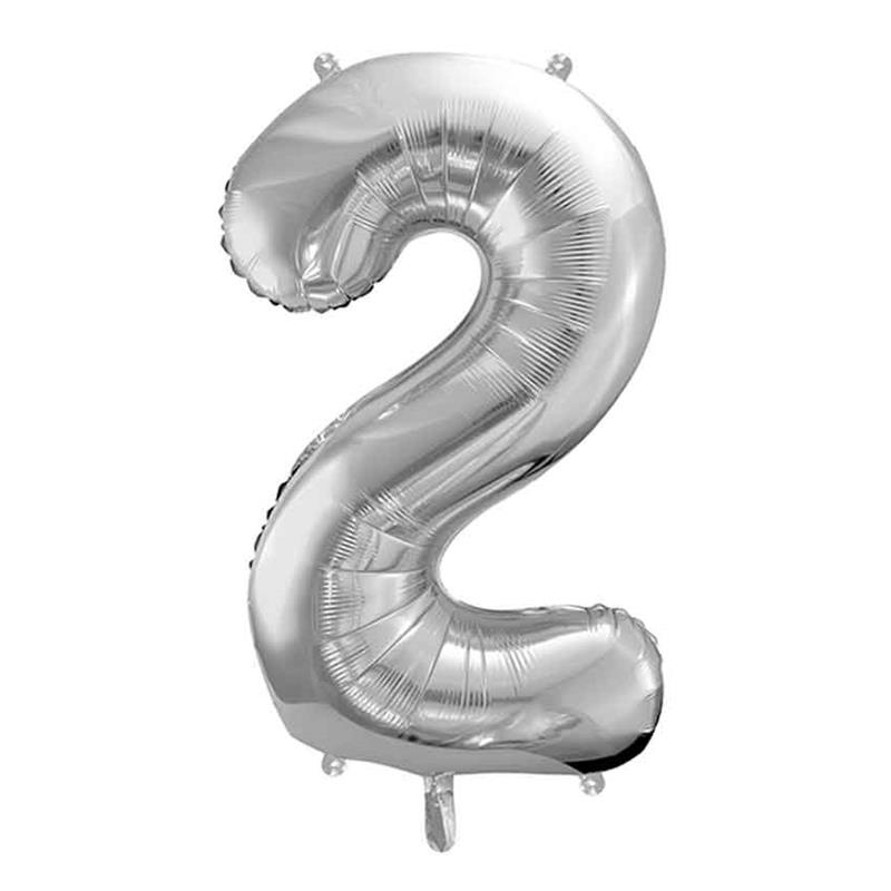 XXL Folienballon Silber 86cm FB1M-2-018 Zahl 2