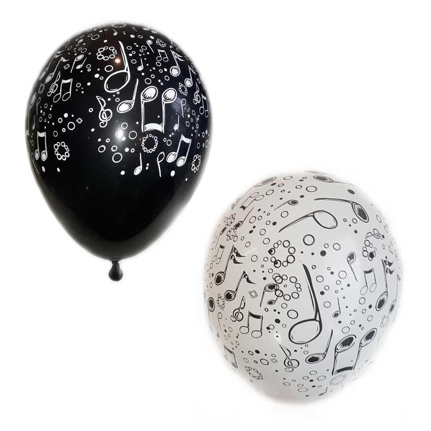 15 Ballons "Noten" schwarz/weiß Geburtstag Jubiläum Partydekoration 