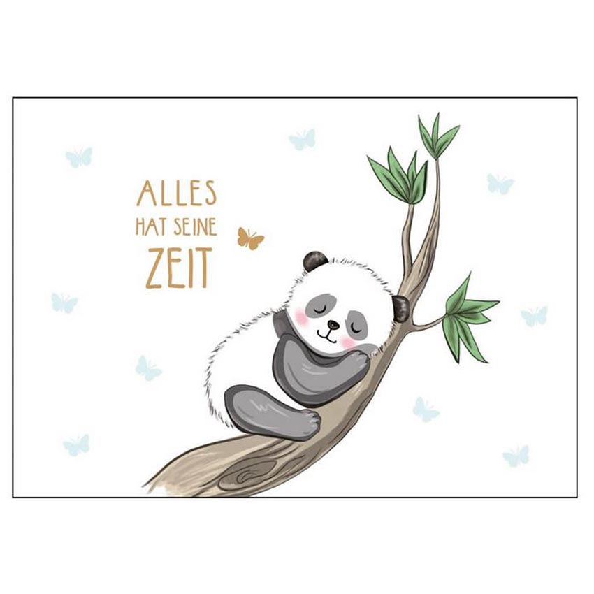 Grußkarte Panda "Alles hat seine Zeit"