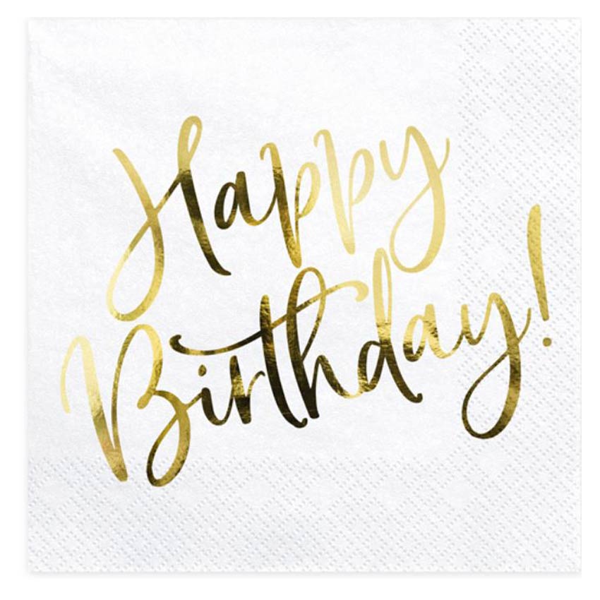 Servietten mit Gold-Druck zum Geburtstag Happy Birthday Party Tisch Dekoration 