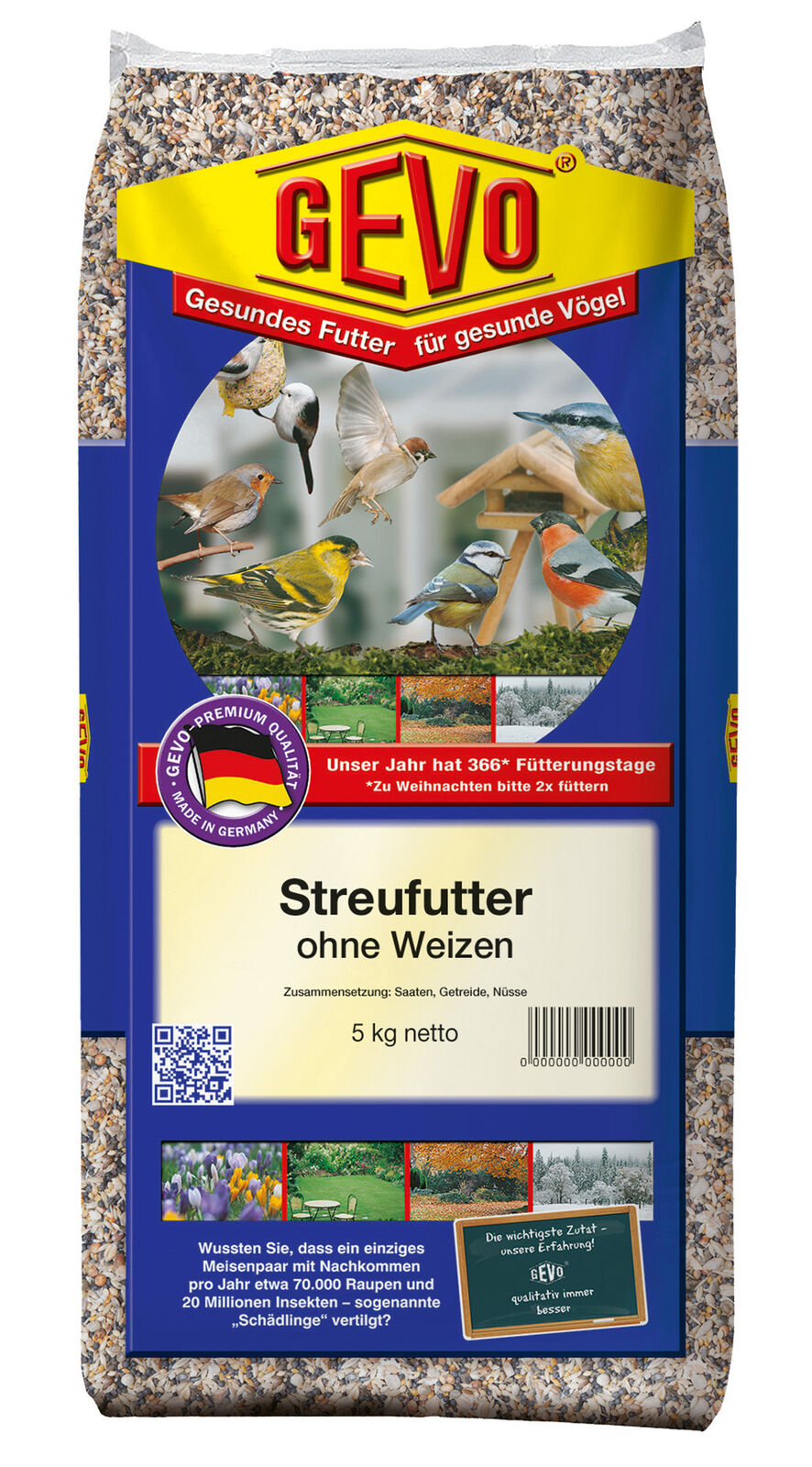 GEVO 900180 Streufutter ohne Weizen 5 kg Vogel-Futter