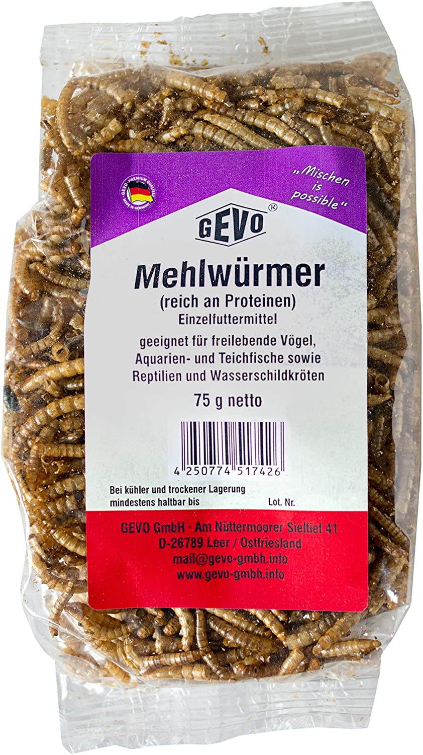 GEVO 9 00353 Mehlwürmer schonend getrocknet 75 g Tray  Vogel-Futter