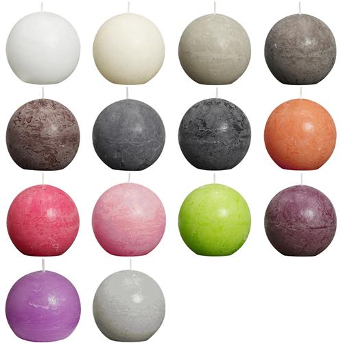BOLSIUS 6X RUSTIC Ball Candles 80mm Sphere Round Wax Party Decor Multi