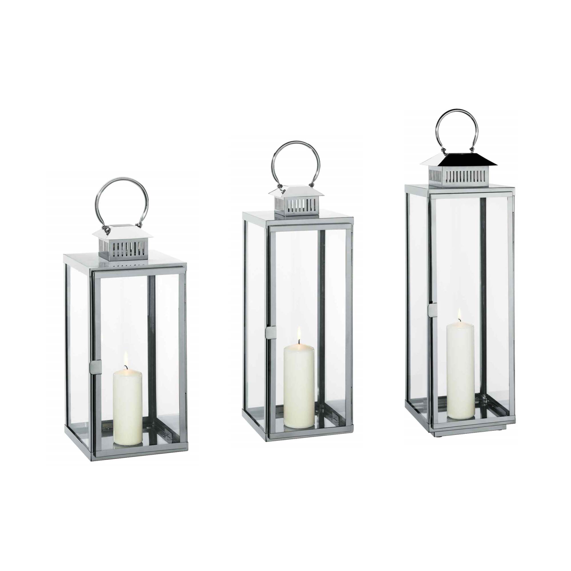 CILIO Edelstahl Laterne TORRE 22 x 22 x 77 cm