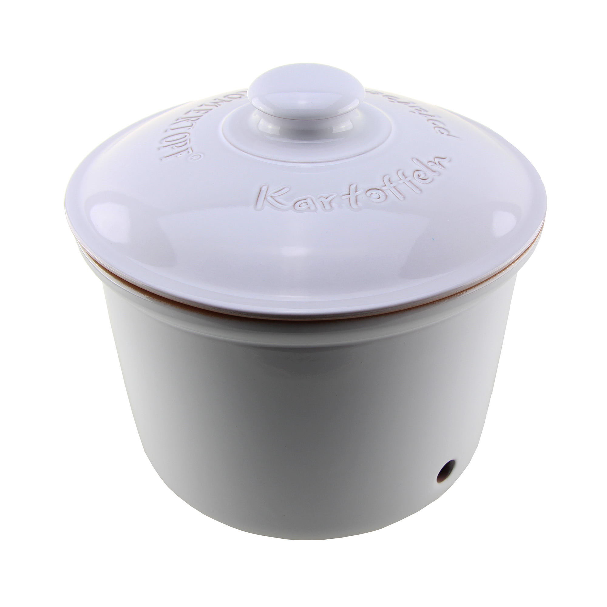 RÖMERTOPF Vorratstopf für Kartoffeln Kartoffeltopf aus Ton Weiß NEUHEIT ...