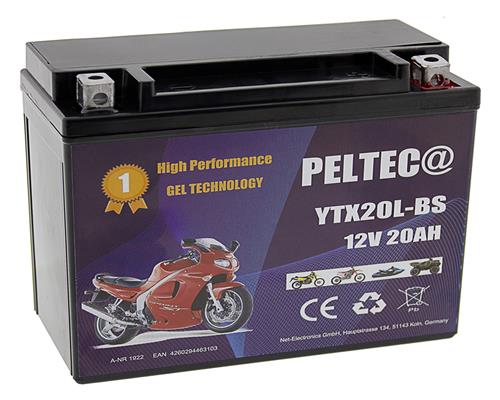 Peltec YTX20L-BS Motorrad Batterie GEL 12V 20Ah 51821 GTX20L-BS CTX20L-BS