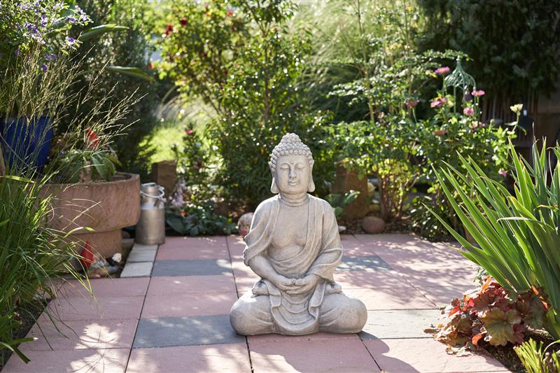 XXXL Großer Buddha 70 cm Steinfigur Garten Deko Figur