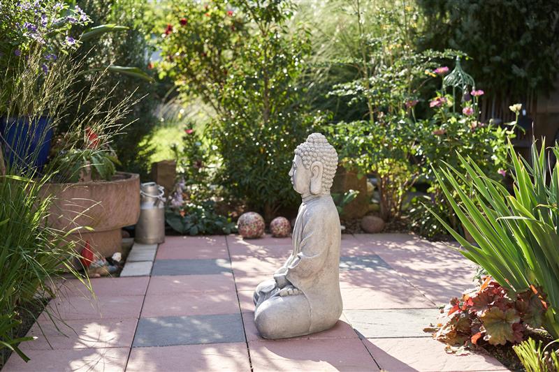 XXXL Großer Buddha 70 cm Steinfigur Garten Deko Figur