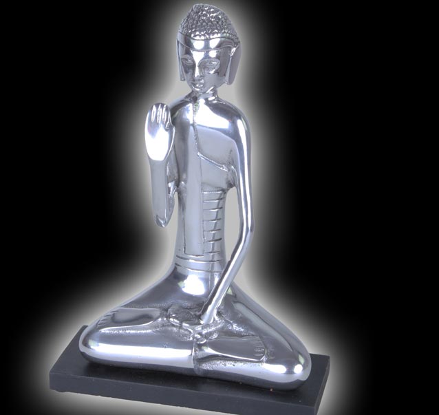 Buddha Skulptur 34cm aus Aluminium Dekorationsartikel für Sideboard 214