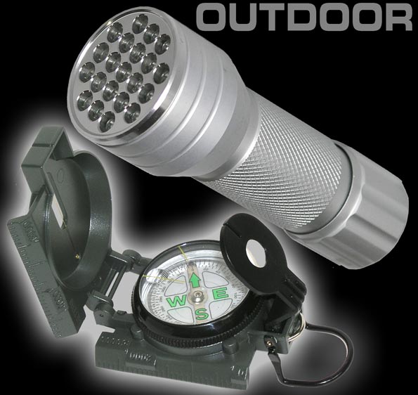 OUTDOOR SET LED Taschenlampe + Military Kompass 903820