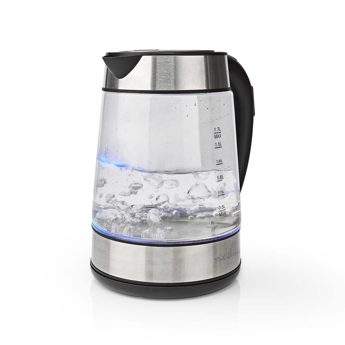 LED Wasserkocher 1,7l 2200W Glaswasserkocher Warmhaltefunktion Edelstahl