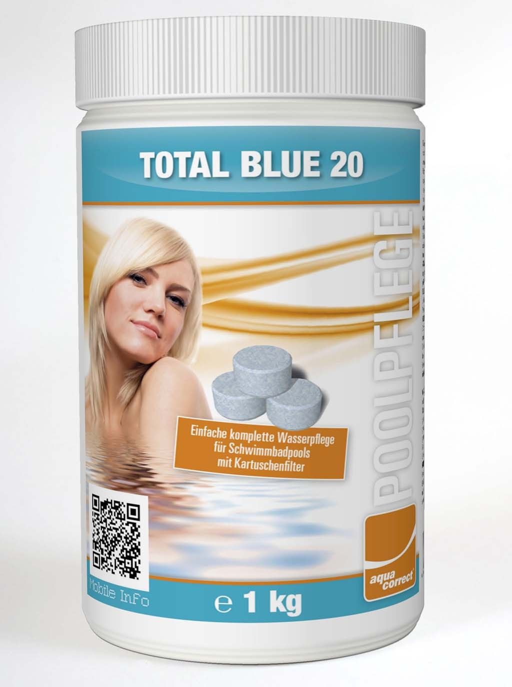Total Blue 20 Multifunktionstablette 1kg für Pool Schwimmbecken Poolchemie