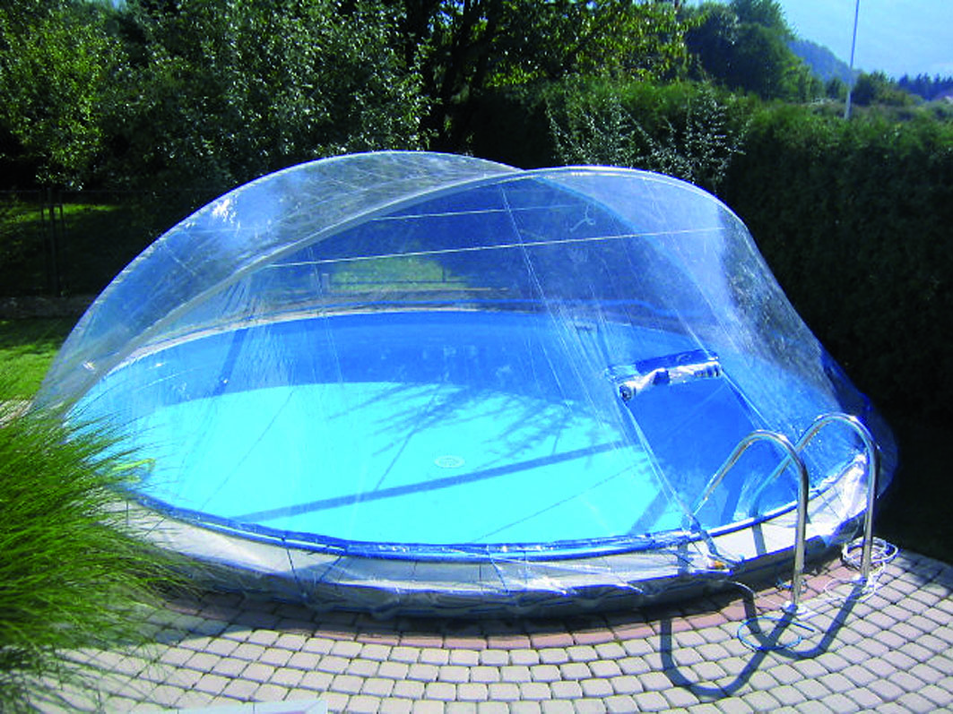 Cabrio Dom Ø 5,5m Rund Schwimmbad Pool Überdachung Solar schmaler Handlauf