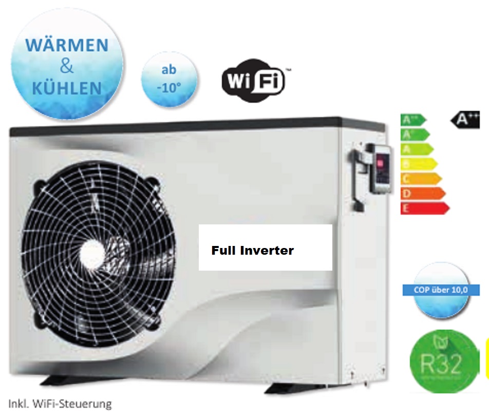 Wärmepumpe 11,5 KW Full Inverter Poolheizung WIFI Schwimmbadheizung Premium Pump