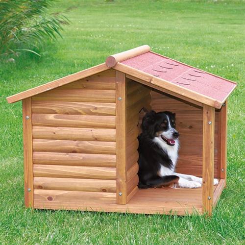 TG Hundehütte Natura Blockhaus m Terrasse 100×82×90 cm