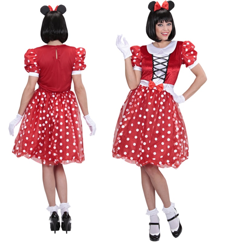 Damen Kostüm Minnie Mickey Mouse Kleid Minni Maus Gr. S M L Fasching  Karneval
