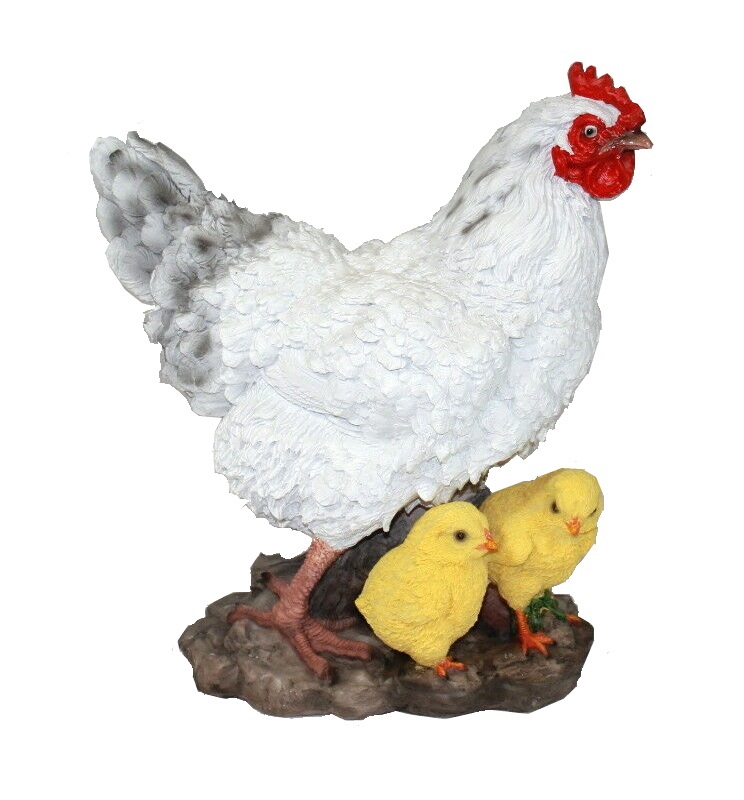 Deko-Figur HUHN HENNE mit Küken Glucke Garten Deko lebensecht Tierfigur
