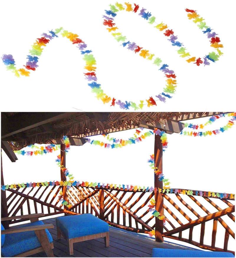 BLÜTEN GIRLANDE 300cm Hawaii Südsee Karibik Blumengirlande Hula Party Deko 2356