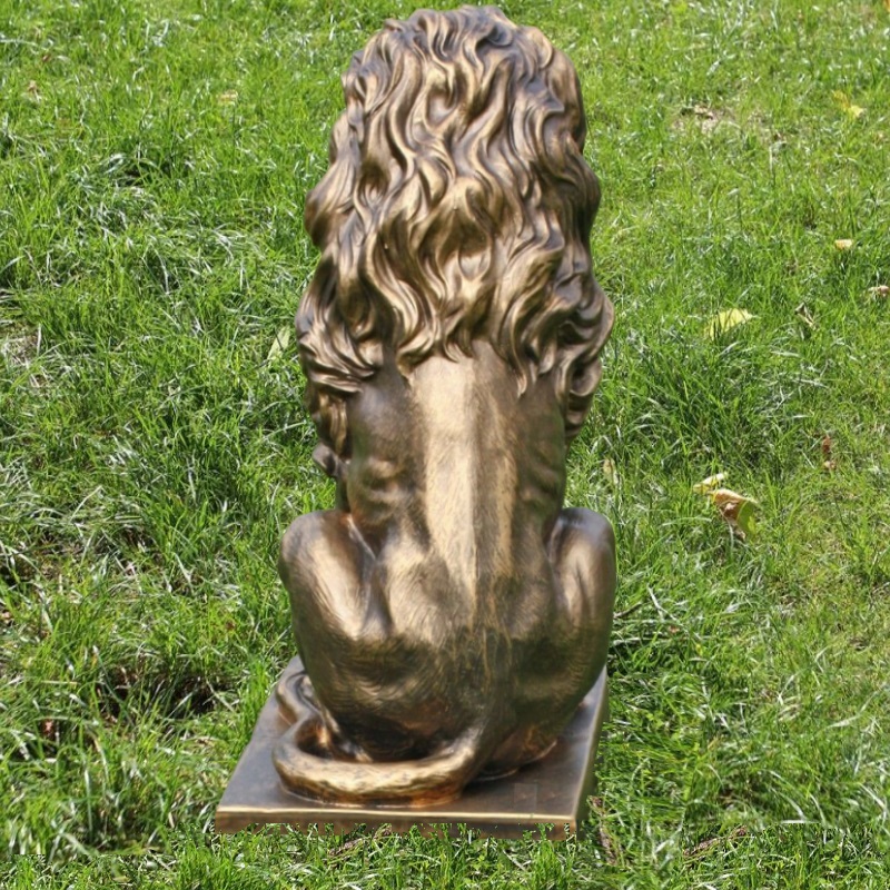 Sitzender Löwe Gold bronce ca 57x27x38 cm Deko Gartenfigur