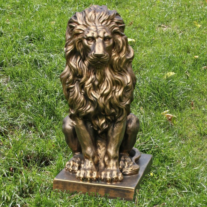 Sitzender Löwe Gold bronce ca 57x27x38 cm Deko Gartenfigur