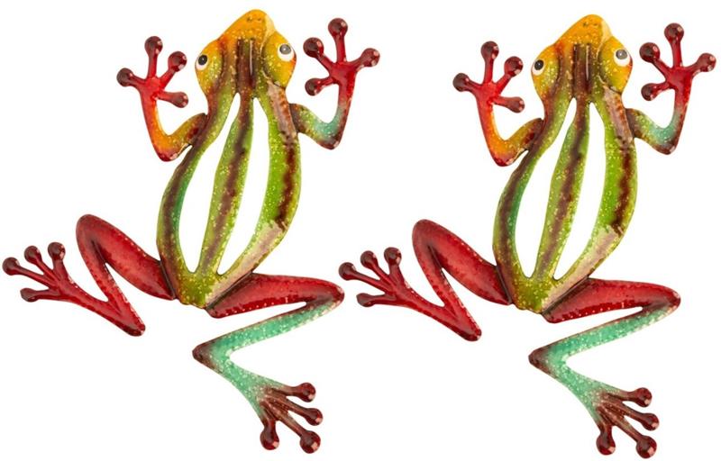 2 Stück Frösche glänzend Wandfigur Wanddeko 36cm Haus Hof Garten Dekoration Deko