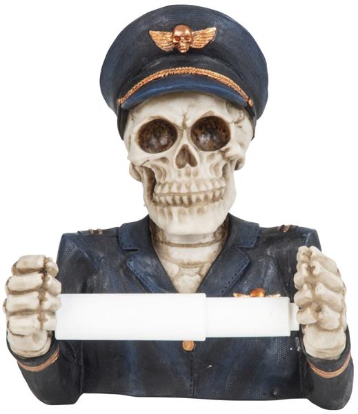 Toilettenpapierhalter Totenkopf Pilot Wandaufhängung 21x18,5cm Dekoration Bad