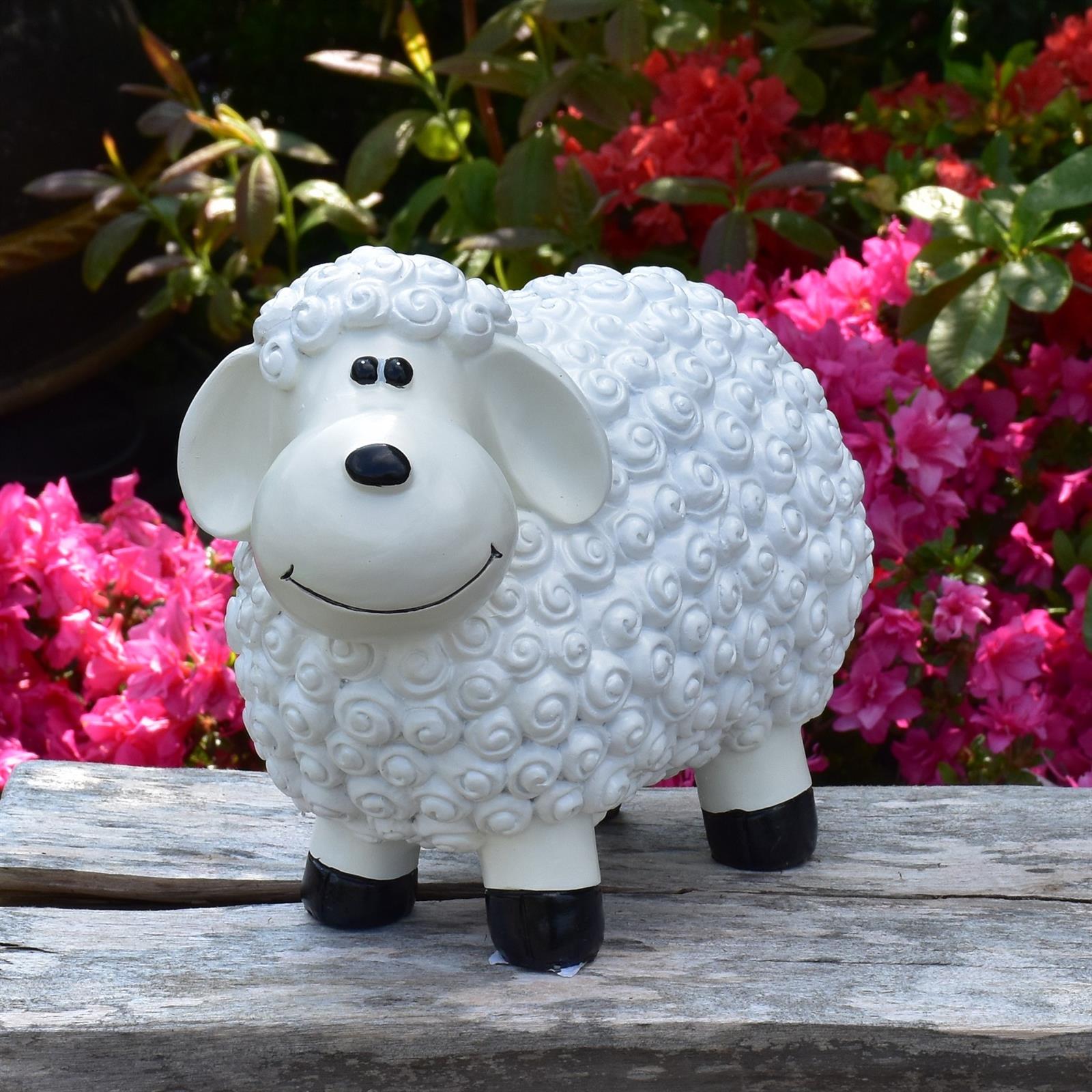 Gartenfigur Schaf in Weiß