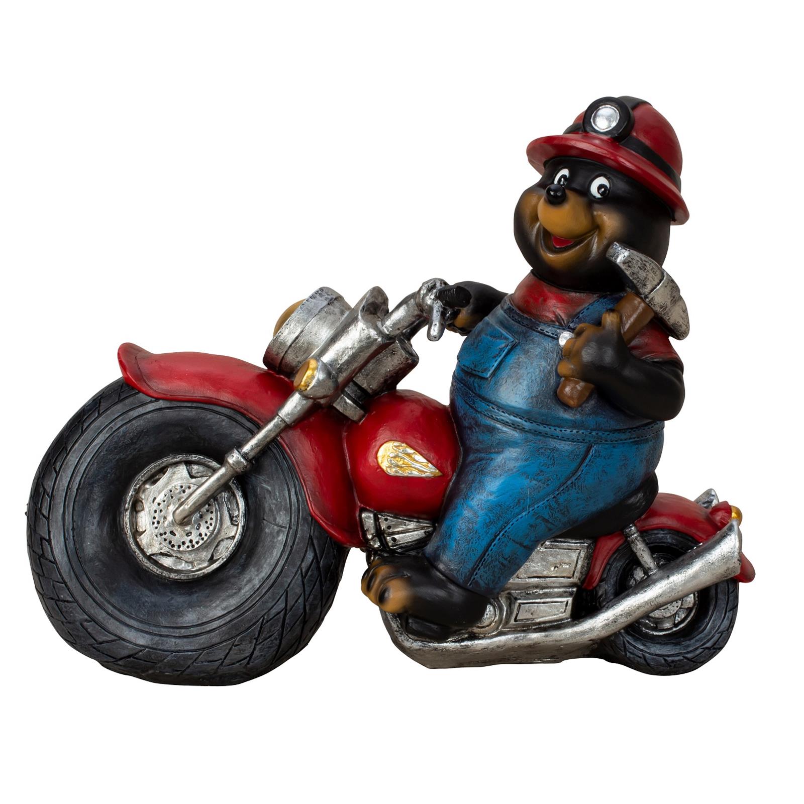 Gartenfigur Maulwurf auf Motorrad