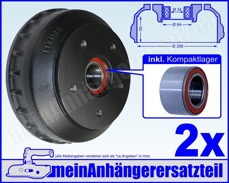 Knott Original Bremsbeläge Bremsbacken Satz 200x50mm 20-2425/1