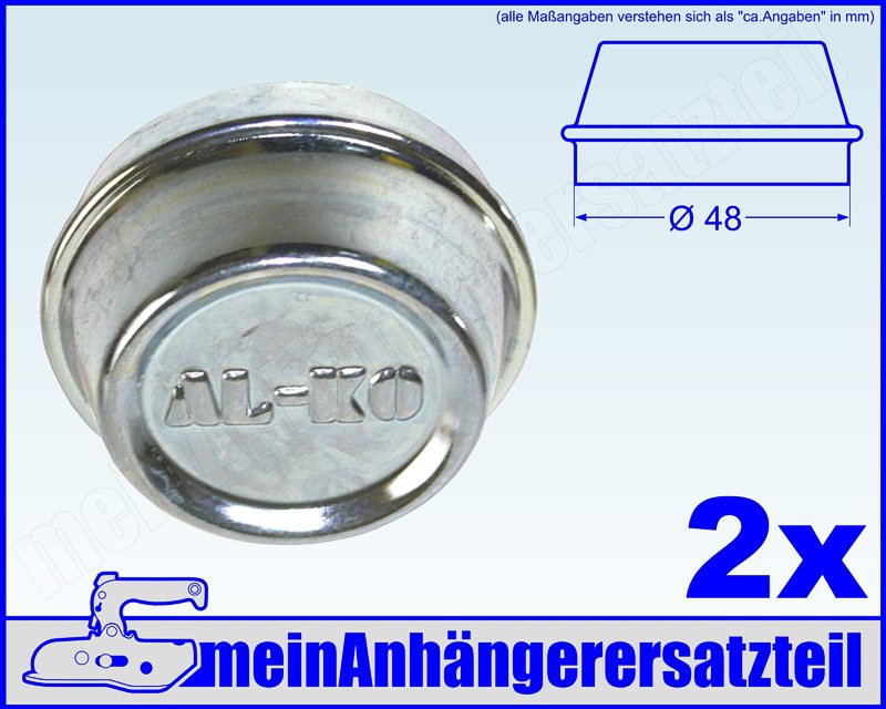 2x AL-KO Fettkappen Staubkappen Nabenkappen für ALKO Bremstrommel 48mm