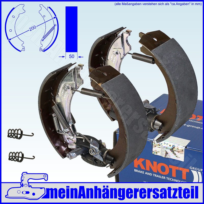 4x Flanschmutter 2 x Knott Bremsbacken 20-2425/1 200x50 selbstnachstellend ANS
