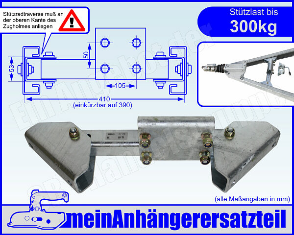 AL-KO ALKO Stützradtraverse für Stützrad für V Deichsel Gestelle 300kg 440-460mm 