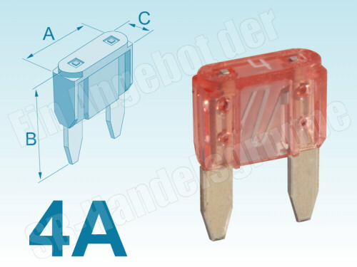 Fahrzeugsicherung Sicherung Flachstecksicherung ATO OF1 Mini 4 A Ampere 4A  rosa