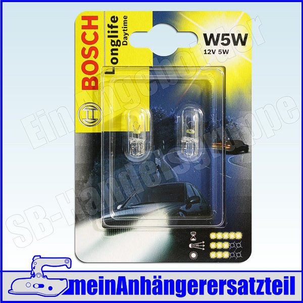 Bosch Longlife Daytime Glassockellampe 12V 5W W5W W2,1x9,5d - 1987301052