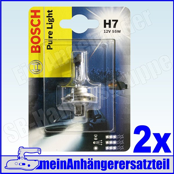 2x Bosch Pure Light H7 12V 55W Glühlampe Leuchte Leuchtmittel