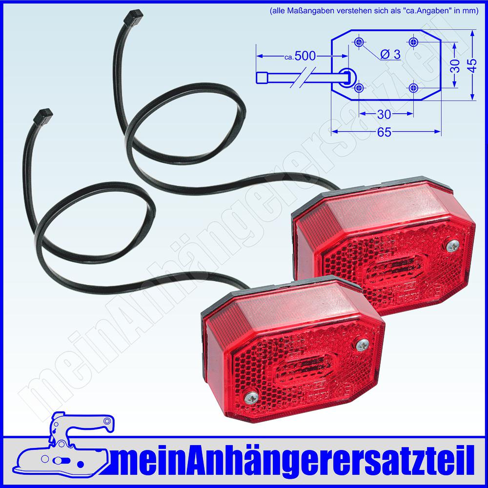 2x Aspöck Flexipoint I 1 Begrenzungsleuchte Positionsleuchte rot mit 0,5m  Kabel