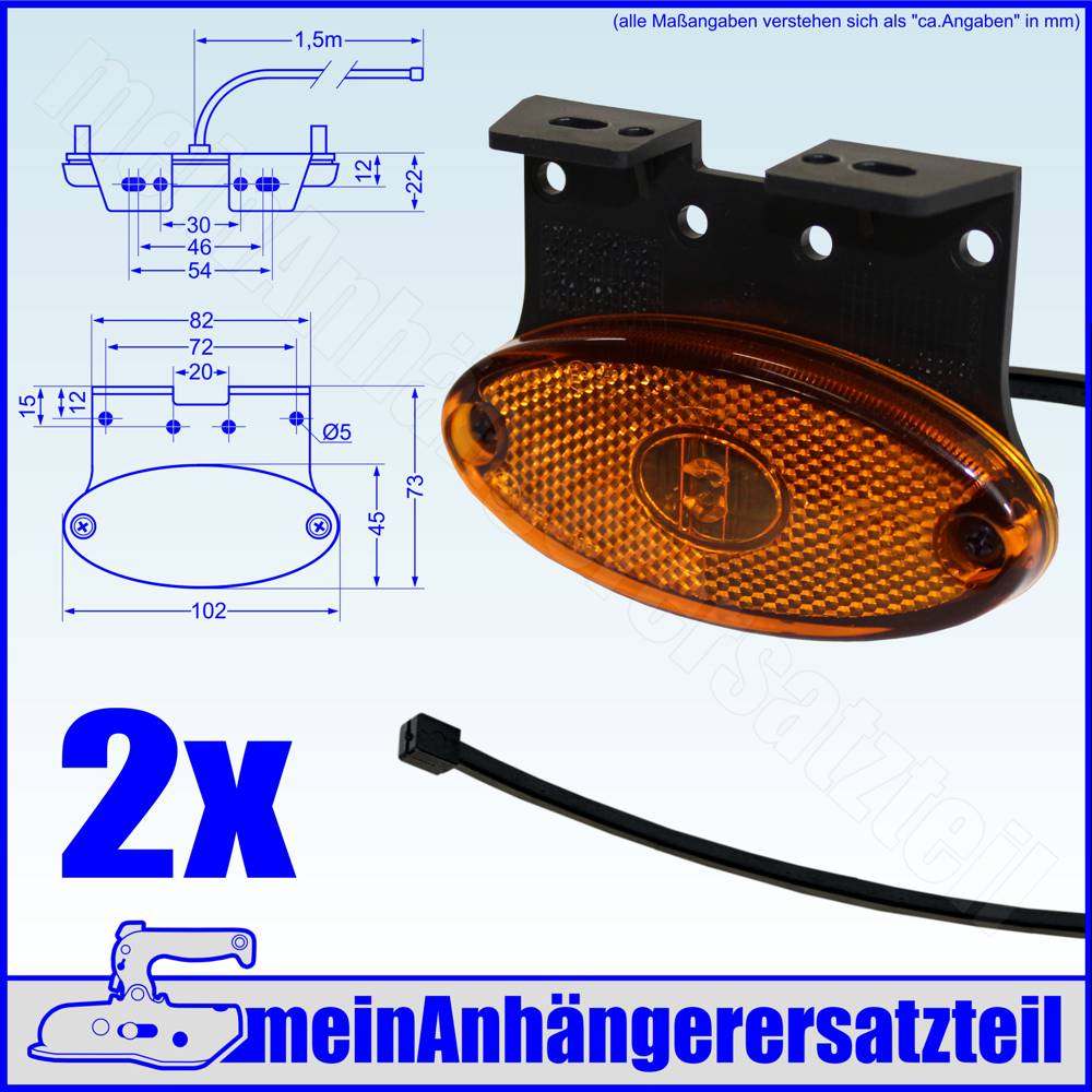 2x Aspöck Flatpoint II 2 - LED Seitenmarkierungsleuchte Begrenzungsleuchte