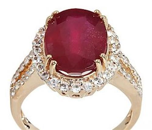 Harry Ivens IV Ring GG 375 Zambia Rubin weisse Safire = ca. 8,820 ct